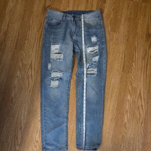Men's Distressed Blue Jeans